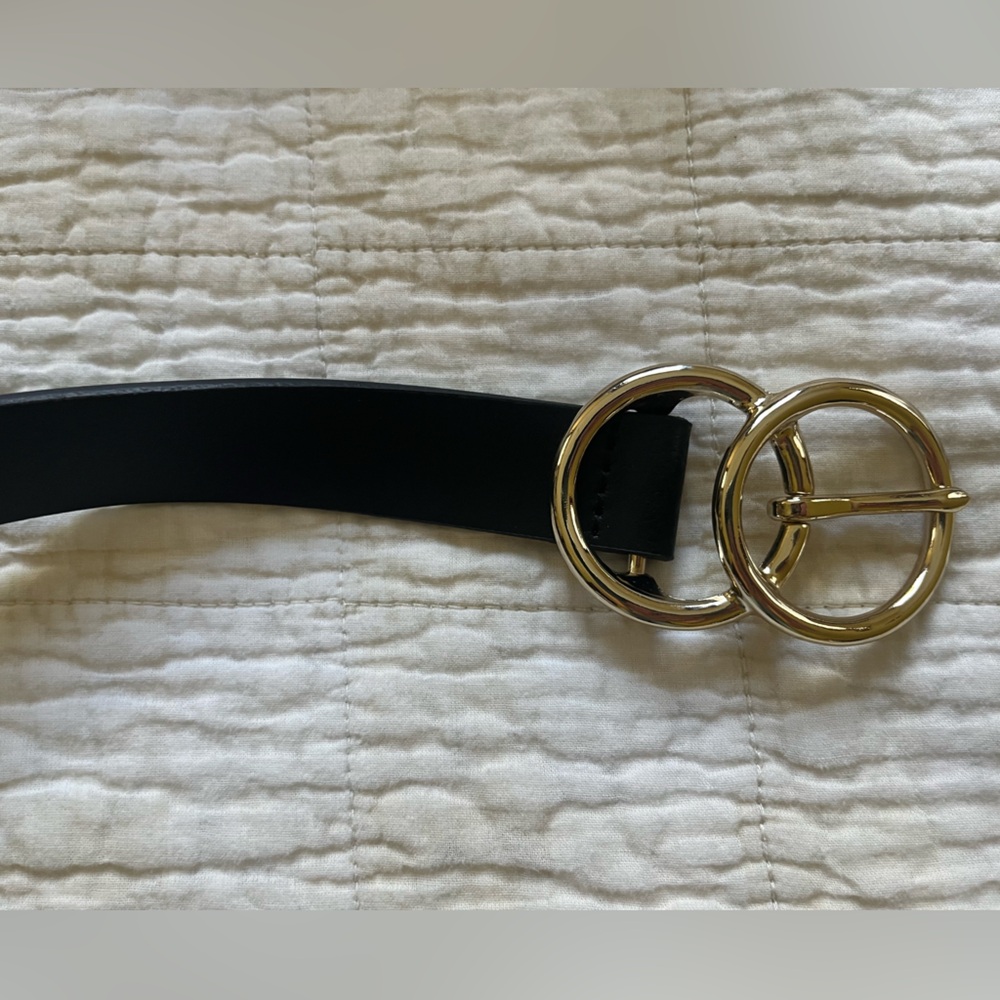 Halogen Double Ring Leather Belt - image 3